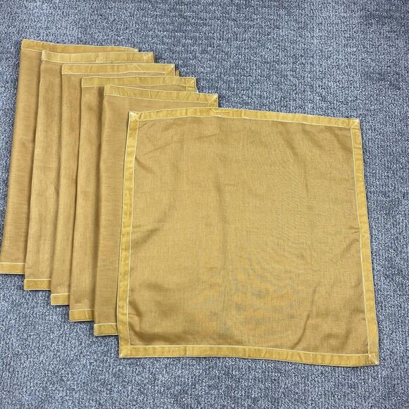 Pottery Barn Linen Dinner Cloth Napkins Set of 6 20x20 Mustard Yellow Gold Home - Picture 1 of 7